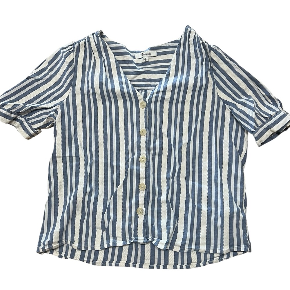 Madewell Striped V-Neck Blouse